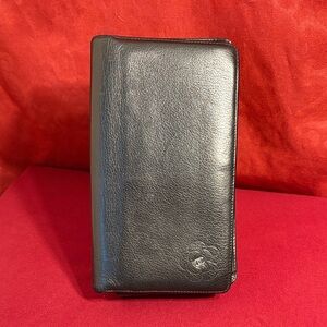 Chanel Black Leather Wallet w/ flower design
